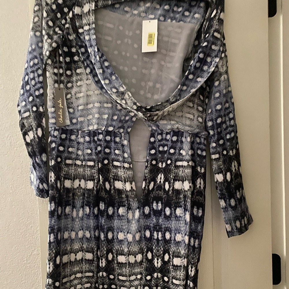 Charlie Jade Black and White Graphic Midi Dress